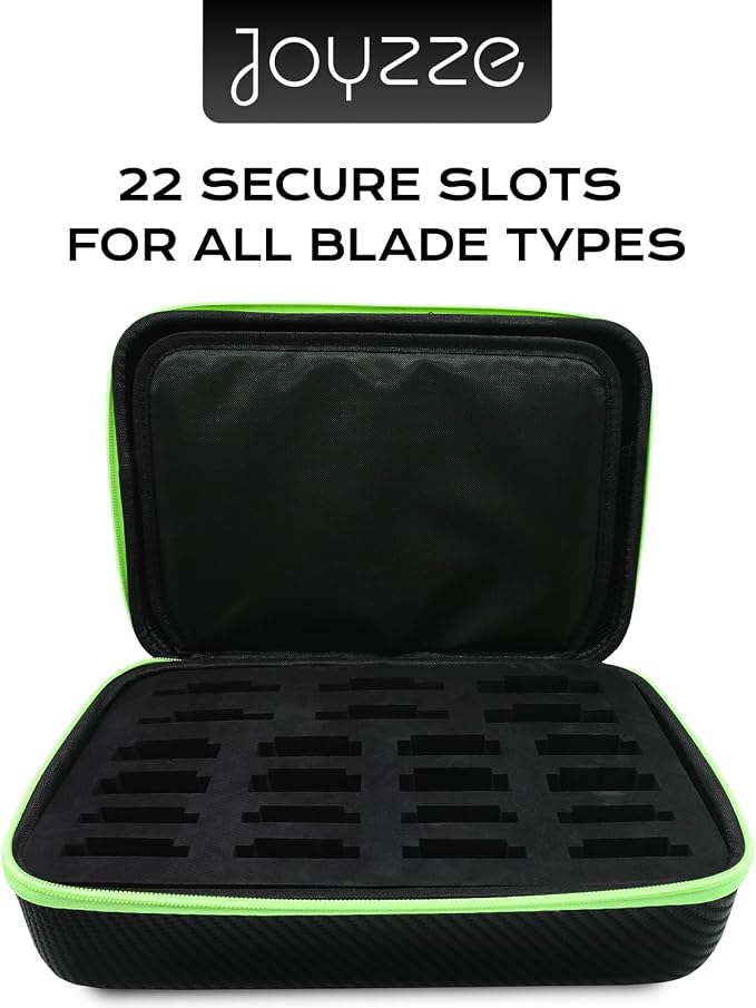 Blade Storage Case for 22 Blades - Clipper Blade Organizer (Green) | Keeps a full set protected, separated and easy to carry between salon, van and mobile grooming jobs
