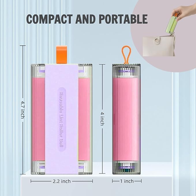Mini Washable and Reusable Lint Roller for Clothes,Portable Sticky Roller Travel Size, Compact Pet Hair Remover and Small Lint Remover Extra Sticky