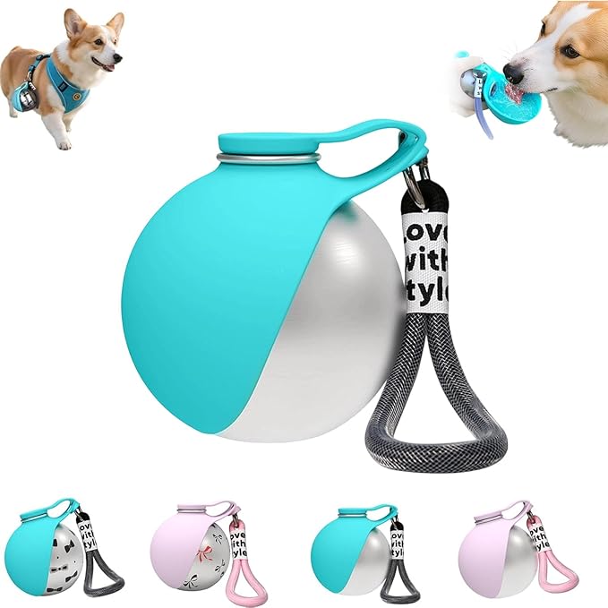 2026 NEW 2-in-1 Portable Dog Water Bottle for Small Dogs - Leak-Proof & Compact Dog Travel, Foldable Pet Water Bottle for Small Dog Walking, Hiking & Travel (Blue)