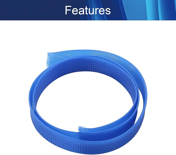 Jutagoss PET Expandable Braided Cable Sleeve, 3.28ft - 1 inch Blue Cable Management Sleeve, Wire Loom Tube Cord Protector for USB Cable, Power Cord, Audio Video and More, 1Pc