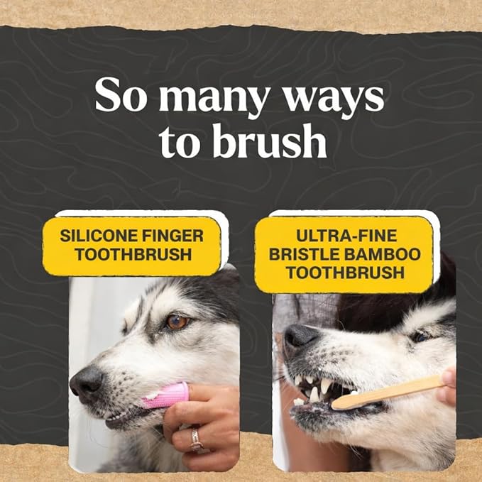 Dr. Oakley Dental Toothbrush Kit for Dogs & Cats -Finger Brush for Small Pets and Soft Brushes for Large or Older Natural and Safe Peanut Butter Flavor -