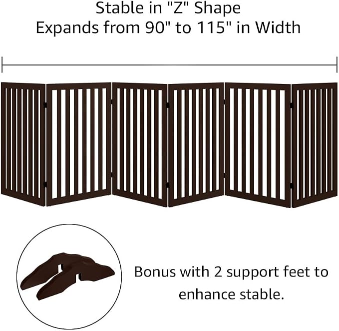 unipaws 120" Extra Wide Pet Gate and Pet Playpen Combination for Dog Cat | 36” Height Free Standing Dog Gate for Doorways, Stairs, Foldable Puppy & Room Divider, Indoor Use