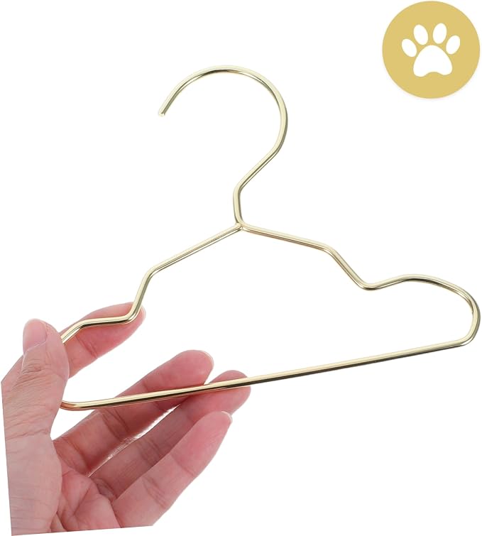 ORFOFE 10pcs Gold Pet Hangers Mini Dog Hangers for Clothes Metal Pet Small Cat Portable Dog Supplies
