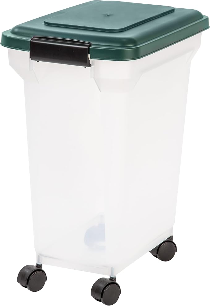 IRIS USA Airtight Pet Food Container, Up to 22 lbs, Green | Made in USA, BPA-Free, Rolling Wheels