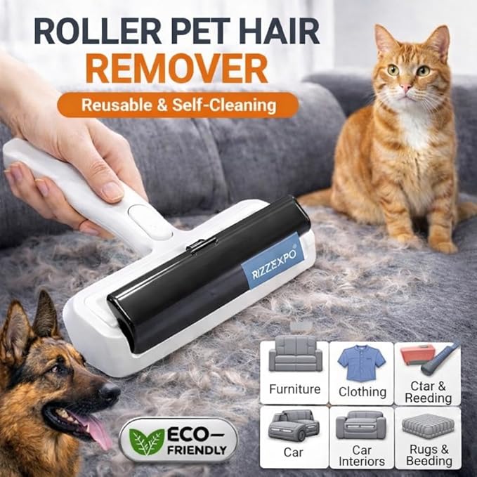 Pet Hair Remover, Reusable Lint Roller for Cat & Dog Hair, Carpet Rake for Pet Hair Removal, Cat Hair Remover Furniture, Dog Hair Remover for Car, Couch, Rugs & Bedding