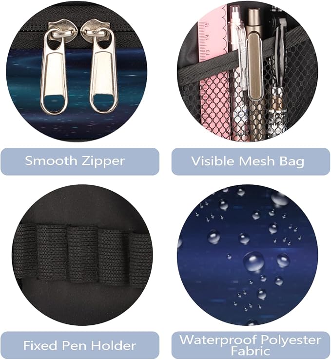 Cute Pencil Case for Girls Boys, Starry Universe With Planets And Stars Portable Pencil Bags Pouch Pen Case Organizer with Zipper for School College Office