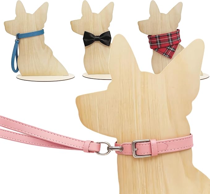3-Pack Wooden Dog Mannequin for Clothes - Uniform Size Dog Mannequin Display Stand for Pet Apparel, Retail Store Showcase, and Photography Props (Natural Wood Finish)