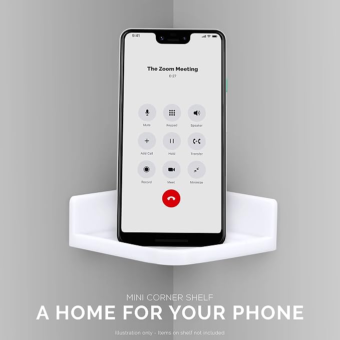 BRAINWAVZ Mini Corner Shelf Mount for Security Cameras, Baby Monitors, Speakers, Plants & More, Universal Holder, Strong Adheasive, Easy to Install, No Mess, Screwless (White)