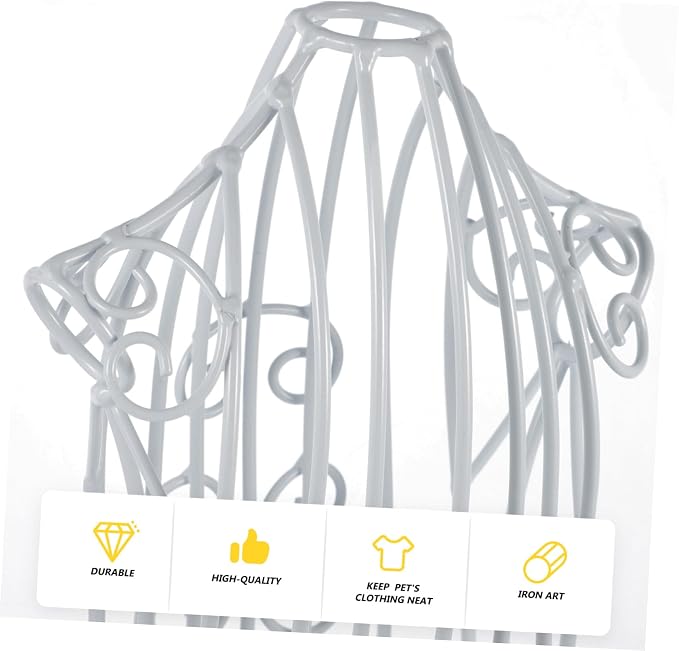 Pet Clothing Display Rack Iron Art Hanging Organizer for Dog Clothes | White Finish, Home and Pet Shop Use, Displaying Pet Clothing, One Piece Holder