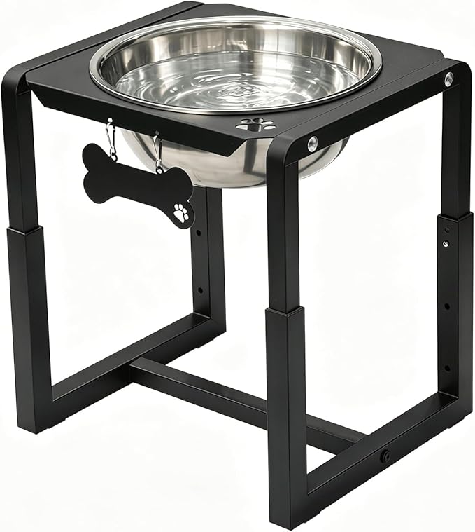 Metal Elevated Dog Bowls, Raised Dog Bowls for Medium/Large Breeds with One 111oz Stainless Steel Water Bowls, 3 Adjustable Height (8.8"/11.5"/14") Dog Bowl Stand Protect Neck & Joints