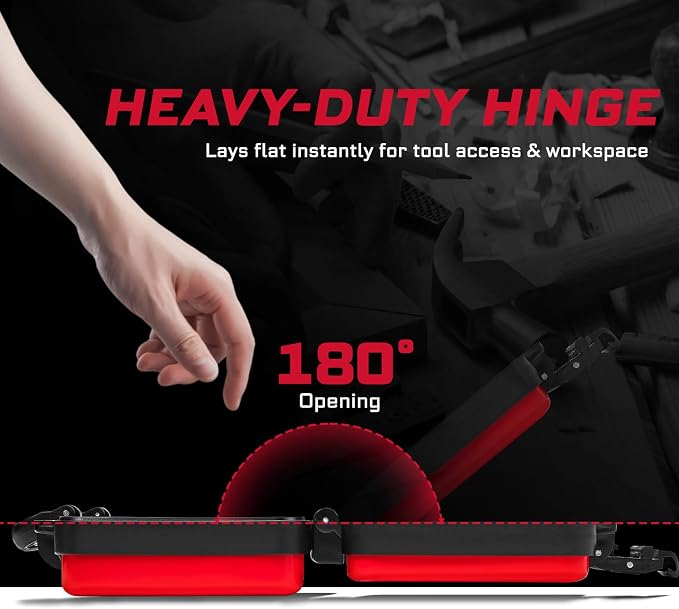 Geinxurn 2 Pieces Metal 11 Inches Steel Portable Tool Box Organizer Red & Black, Durable ABS Tool Storage with Plastic Handle and Double-Buckles