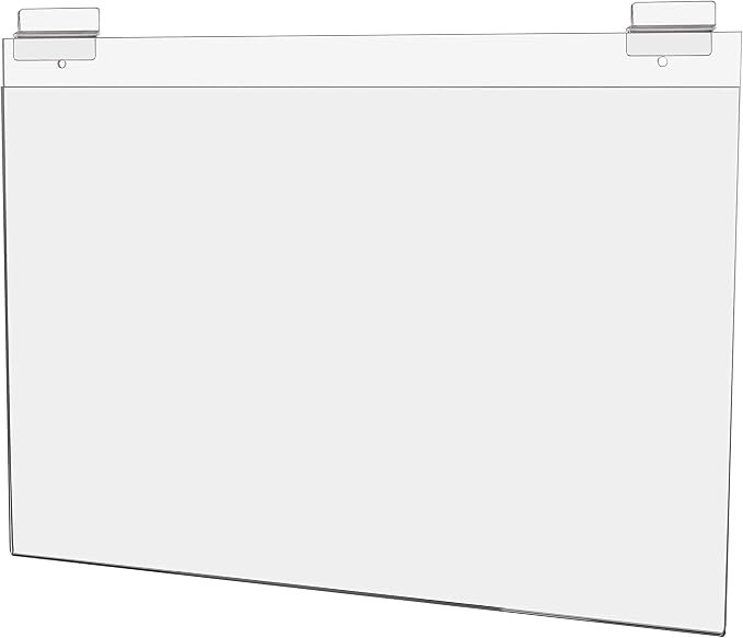 Marketing Holders 4 Pack Slatwall Sign Holder 17" x 11" Horizontal Promotional Flier Announcement Price Sheet Graphic Poster Landscape Business Slatwall Notice Display Retail Frame Clear Acrylic