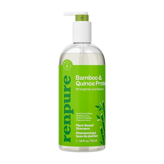 Renpure Bamboo & Quinoa Shampoo, Plant-Based – Restores, Hydrates & Strengthens For Healthier Hair – For Weak, Dull & Damaged Hair - Bamboo Extract & Quinoa Protein – 24 Fl Oz