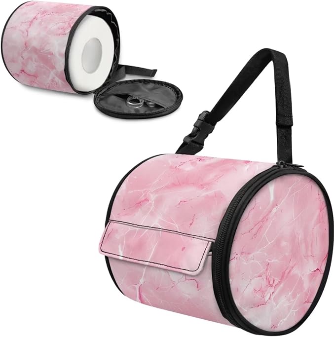Pink Marble Wall Mounted Toilet Paper Holder Moisture Resistant Portable Tissue Roll Paper Holder Hanging Bathroom Tissue Towel Roll Holder 6.3 * 6.3 * 6.3 Inch