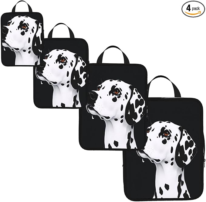 Black Spots And An Attentive Look Compression Packing Cubes Set Of 4, Lightweight Expandable Travel Organizer Bags With Double Zipper For Vacation Business