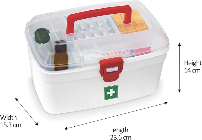 Milton First Aid Box Empty, Lockable Medical Storage Box for Medicines | Milton Medicine Storage Box Empty, Lockable First Aid Box for Medication