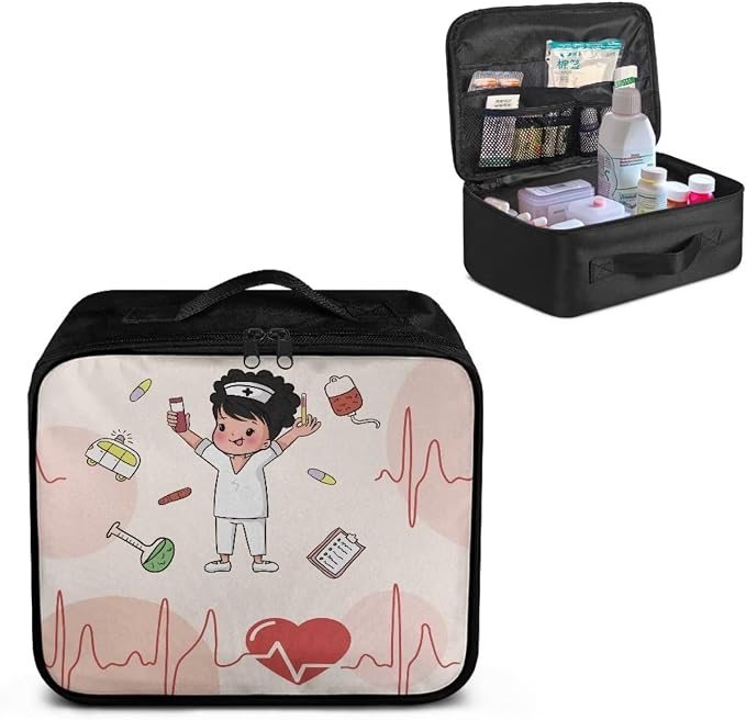 Nurse Medical Bag Empty Medium Cute First Aid Bag Empty Travel Medicine Bag Medical Supplies Organizer Bag Portable Kit for Traveling Car Camping Hiking School Student Dorm