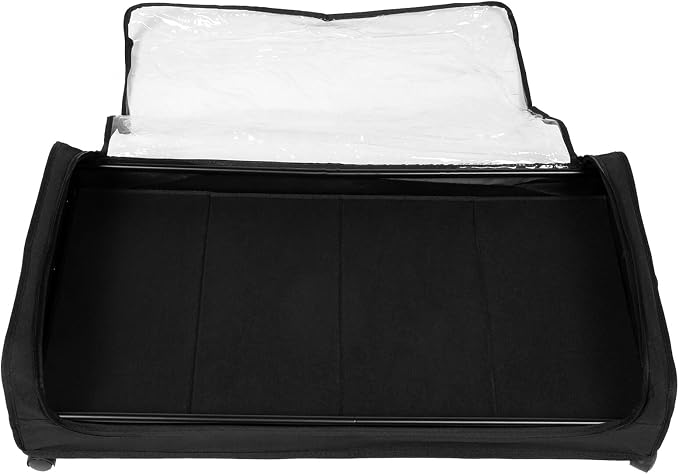 DECHOUS Bed Storage Organizer with Wheels, Pull-out Clothes and Storage Rack, Metal Frame with Black Fabric Base for Small Bedrooms and Pet Supplies
