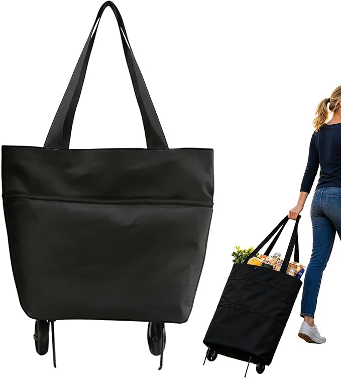 2-in-1 Folding Shopping Cart with Wheels Heavy Duty Hand Truck | Grocery Bag with Wheels for Market Travel Apartment Commuting Cabinet Picnic Camping Car Truck Laundry Pet Storage