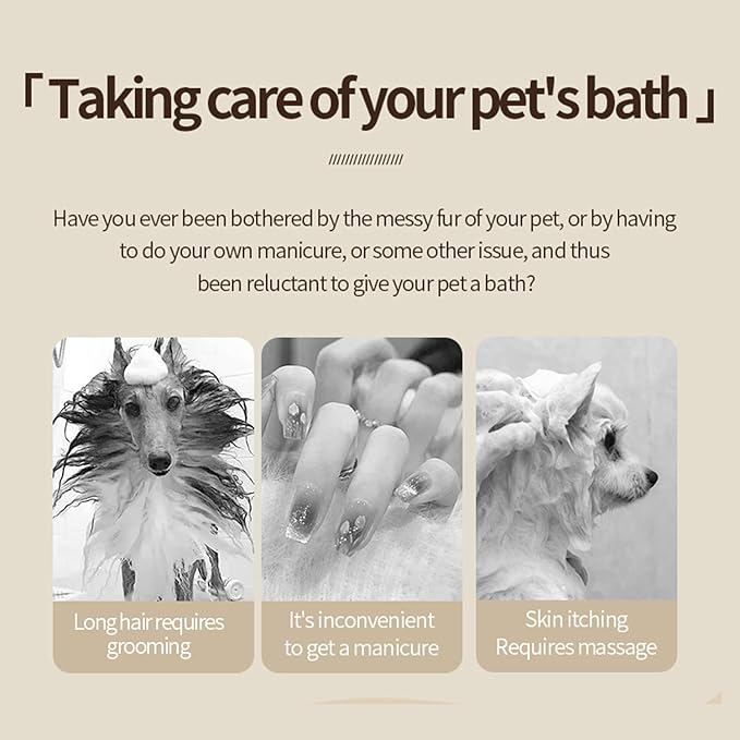 Dog Bath Brush for Bathing and Shedding, Adjustable Handle Shampoo Brush for Short and Long Haired Dogs and Cats Perfect Gifts for Pets