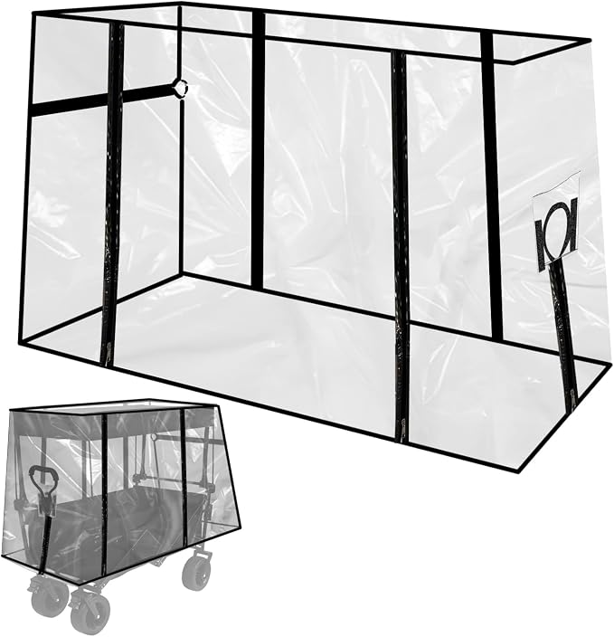 Qivine Waterproof PVC Wagon Cover, Clear, Universal Fit, 43 * 20 * 29 Inch, Garden Carts Cover