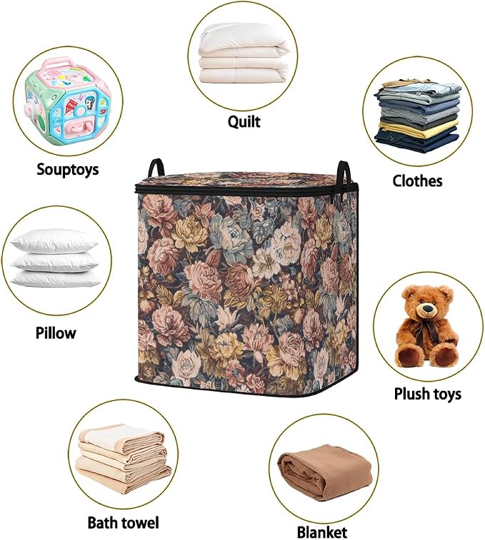 2pcs blanket storage bag for under bed,closet organizers 95L | clothing sweater sheet bedding comforter duvet quilt pillow toy storage bags with lids,dorm room essentials for containers