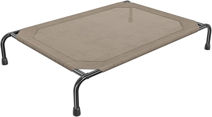 Simple Trending Elevated Dog Bed, Outdoor Raised Dog Cot for Large Dogs | Pet Hammock Bed with Cooling Breathable Mesh, Cooling Bed for Dogs, Anti-Slip Feet, Brown, 47.75inches, Easy to Clean