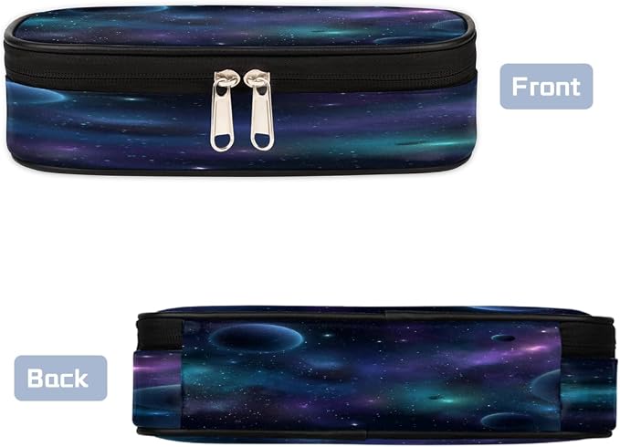 Cute Pencil Case for Girls Boys, Starry Universe With Planets And Stars Portable Pencil Bags Pouch Pen Case Organizer with Zipper for School College Office