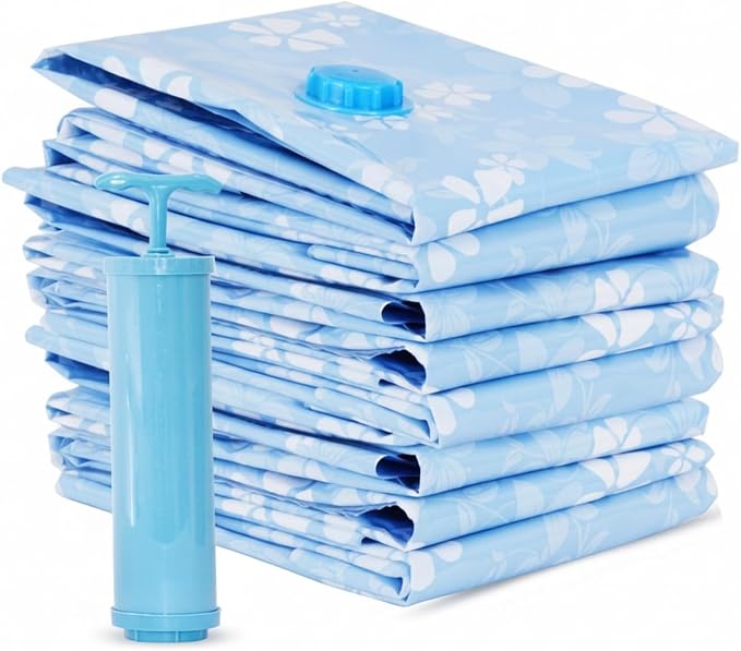 Vacuum Storage Bags, Reusable PET/PE Compression Sacks for Bedding and Clothes, Blue (1 PC)