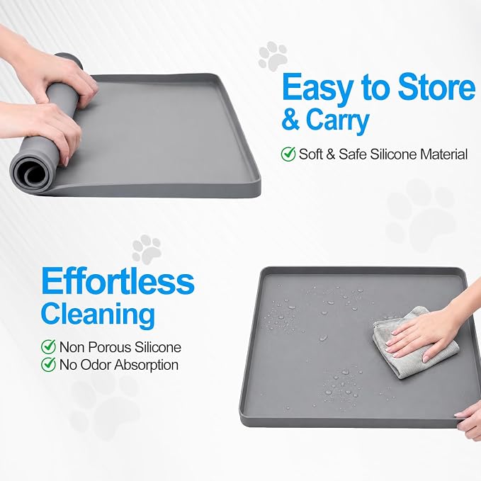 Dog Pee Pad Holder, Portable Leak-Proof Silicone Tray for Indoor Training | Fits Up to 24" x 24" Puppy Pads for Dogs, Easy to Clean Potty Mat for Floor Protection