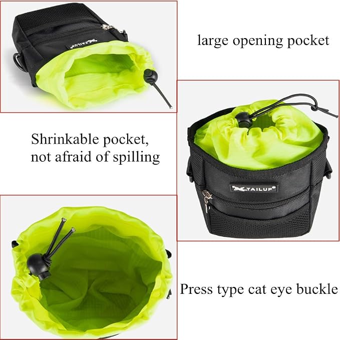 Dog Treat Pouch Pet Trainning Waist Bag Portable Food Snack Small Item Storage Holder Bag Hook Design Pet Training Reward Pouch Bait Sack Mini Puppy Snack Carrier Container Pockets (BLACK (STYLE A))