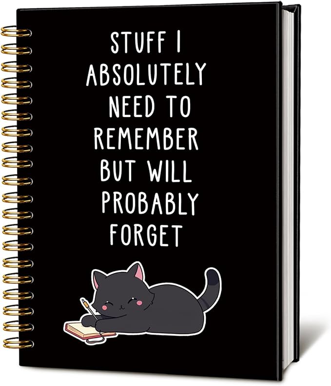 LIANGW Funny Black Cat Spiral Notebook Journal | Black Cat Lovers Gifts Journal for Writing,Pet Cats Mom Lady Owner Gifts,Cats School Office Stuff Supplies,5.5x8.3 Inch
