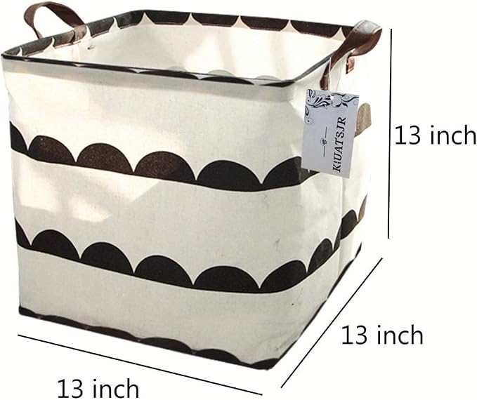 Square Storage Bins Canvas Collapsible Storage Basket with Handles Toy Organizer for Nursery, Kid's Toys, Closet & Laundry, Gift Baskets(Semicircle)