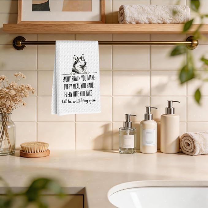 Siberian Husky Dog Kitchen Towels 24x14 Inch, Siberian Husky Gifts Reusable Dish Towels Dishcloth, Funny Puppy Every Meal You Make Hand Cloth Tea Towel for Bathroom Kitchen, Gifts for Dog Lovers