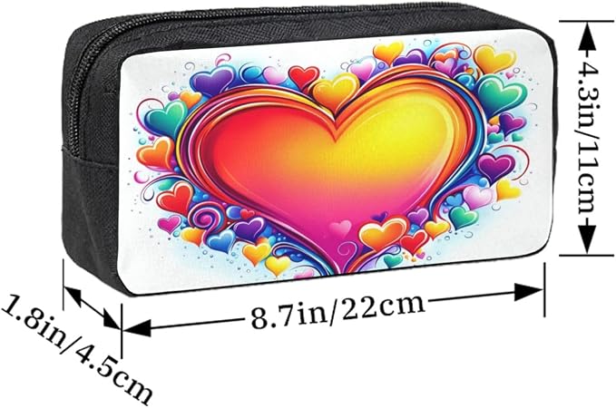 Love Heart Large Pencil Case, Durable Pen Bag Zipper Organizer Pouch for Office Travel for Women Men