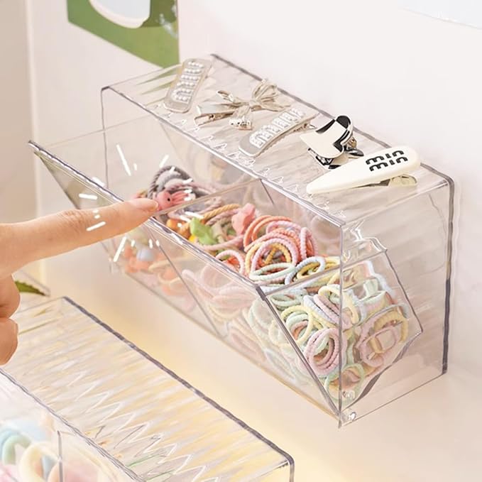 2pcs Wall Cotton Swab Storage Dispenser with Flip Pet Organizer Box