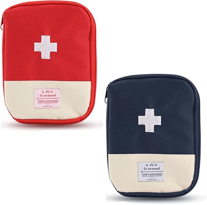 2 Packs Mini First Aid Kit, Empty First Aid Bag Mini Portable Medical Bag First Aid Pouch for Car Cycling Marathon Running Outdoor Camping Hiking Travel Emergency