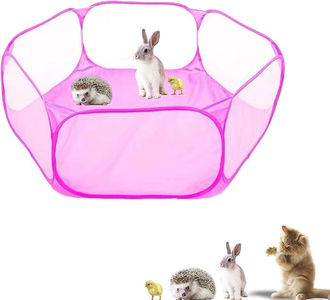 Small Animals Playpen, Portable Pop-up Open Interactive Pet Tent, Indoor Outdoor Fence for Rabbits, Guinea Pig, Hamster, Chinchillas, Kittens, Puppies