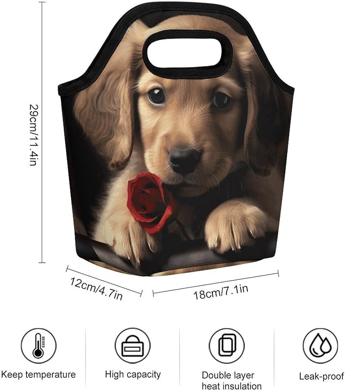 Cute Pet Dog Lunch Bag Cooler Bag Tote Bags | Reusable Portable Lunch Box for Women/Men Lightweight Soft Cooler Bags Organizer for Adults Work Travel Outdoor
