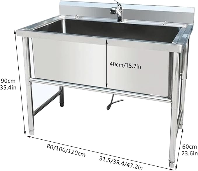 Stainless Steel Pet Bathing Station for Home Use,Professional Dog Grooming Tub with Adjustable Features for All Dog Sizes.Silver-80cm/31.5in