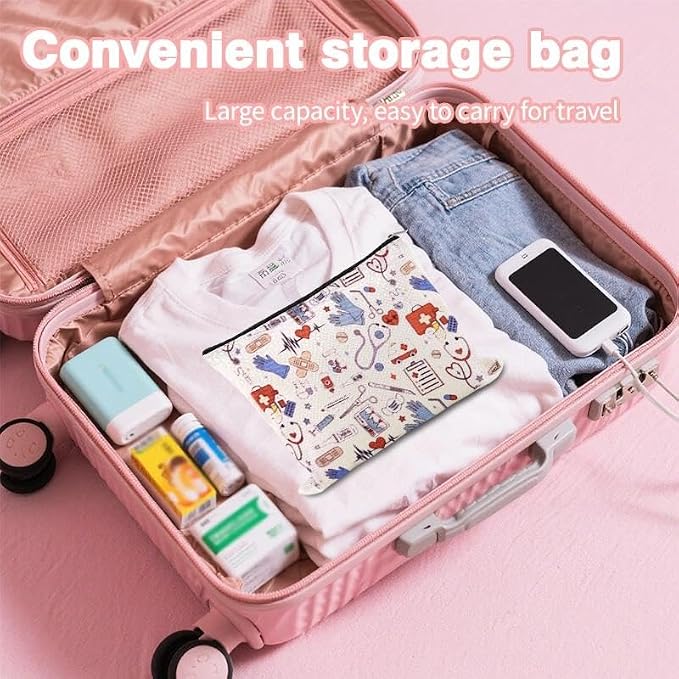 Family Medicine Travel Bag Small Pharmacy Organizer Medicine Bag Band Aid Ouchie Pouch Nurse Gifts for Nursing Student Pharmacist Dentist Doctor Gifts for Women Emergency Pouch Essential Storage Pouch