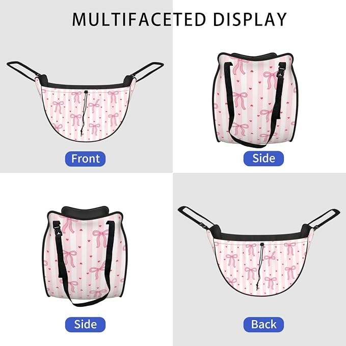 Pink Bow Heart Stripe Car Seat Organizer Backseat Storage Bag, Large Waterproof Vehicle Organizer With Adjustable Straps For Gear Essentials, Fits Most Cars