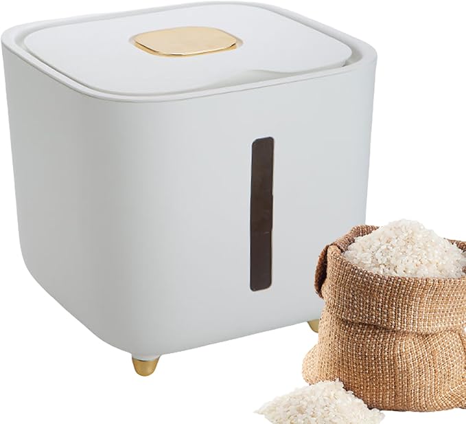 Rice Storage Container Large Stackable Lidded Household Food Storage Box | Food Container for Grains Flour Sugar Beans Cereal Dry Goods Nuts Medicinal Materials Pasta Coffee Lentils Kernels Herbs