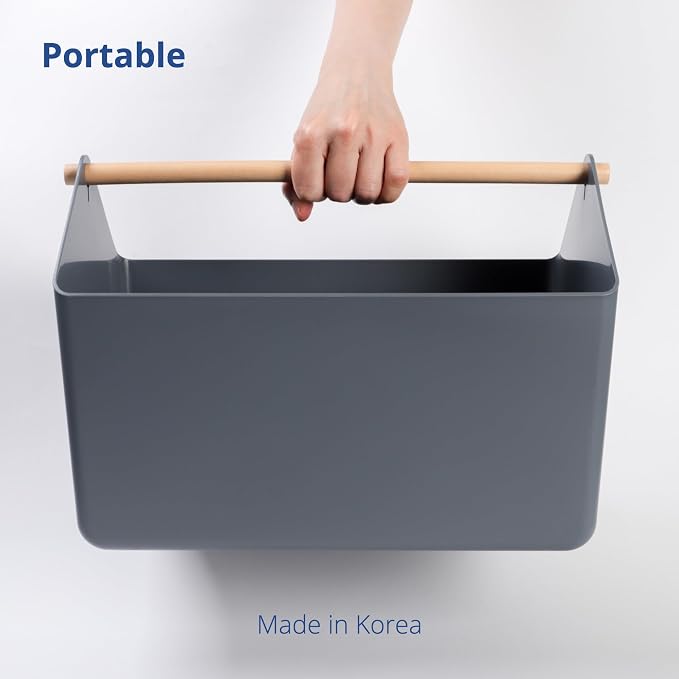 BLUE GINKGO Storage Basket, Large 10.5L, Grey, Made in Korea | Portable. Spacious Storage Bin. Everyday Organization.