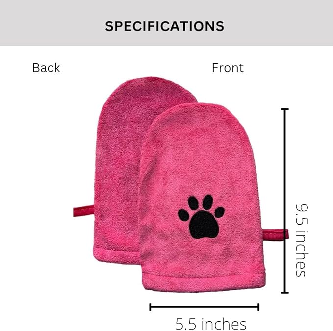 Penny & Niko Microfiber Pet Towel Mitts - Paw Cleaning and Drying Mitts/Gloves for Dogs and Cats (Pink, Standard - 4 Pack)