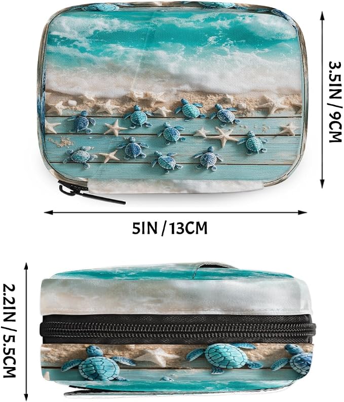 Travel Pill Organizer Beach Wooden Turtle Small Pill Case