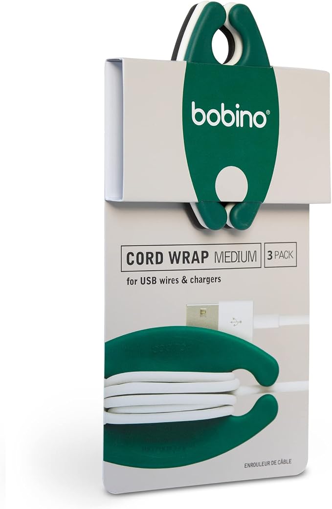Bobino Cord Wrap & Organizer | Desk Cable Management | Medium 3 Pack