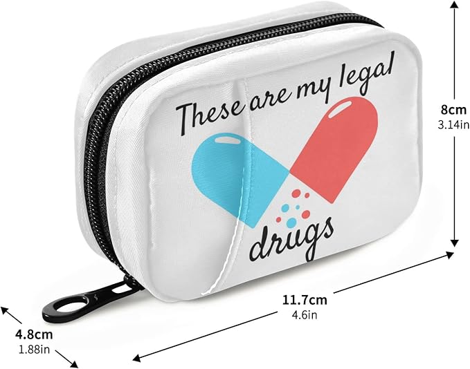 Naanle Blue and Red Pill Box 7 Day Case Bag Travel Organizer with Zipper Portable Weekly Compact Size for Vitamin Supplement Holder A Cartoon White 4.6 x 3.14 x 1.88 Inch