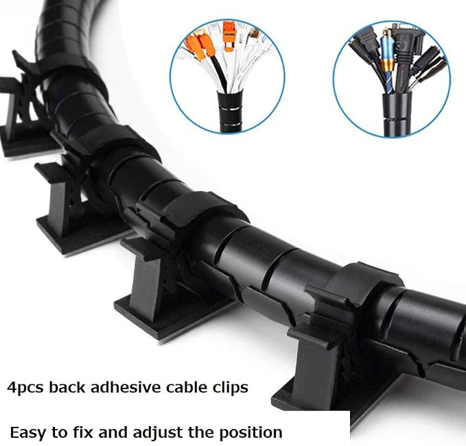 Black Computer Cable Management Sleeves Value Pack, Large 1.1" Pet Proof Cable Cover for Wires and 0.87" Cord Organizer Tube for Home TV Office Organization
