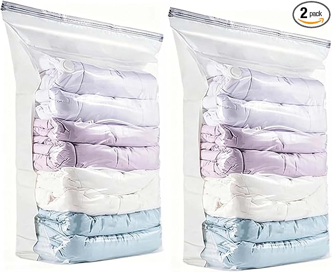 Vacuum Storage Bags No Pump Compression Space Saver 3D | Large Capacity Clothes Bedding Organizer Reusable Storage Bags Closet Wardrobe Travel Packing Moving Home Organization